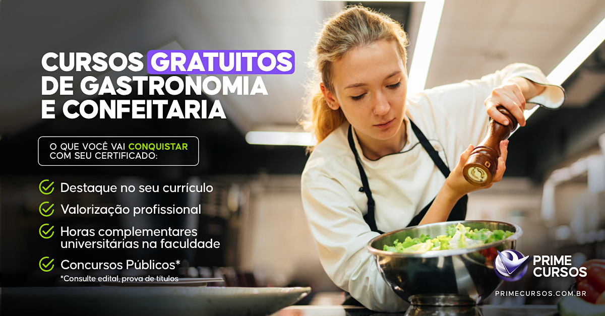 Cursos Gratuitos de Gastronomia e Confeitaria