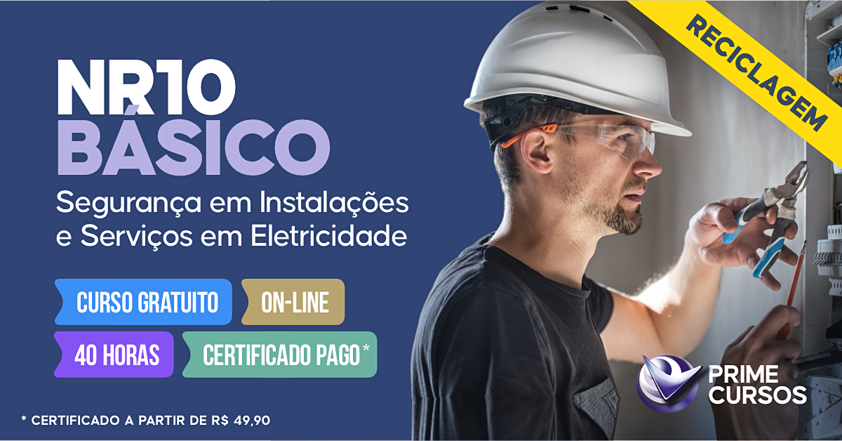 Curso gr&aacute;tis da norma NR 10 B&aacute;sico - Seguran&ccedil;a em Instala&ccedil;&otilde;es e Servi&ccedil;os em Eletricidade