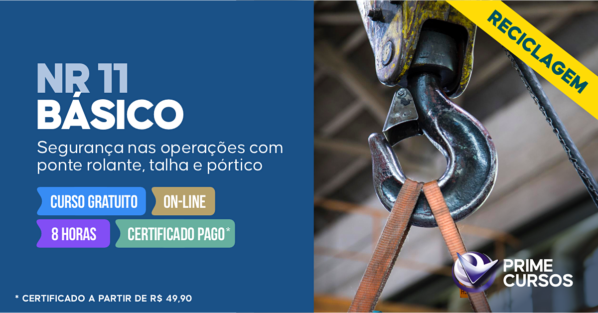 Curso de NR 11 B&aacute;sico - Seguran&ccedil;a nas Opera&ccedil;&otilde;es com Ponte Rolante, Talha e P&oacute;rtico