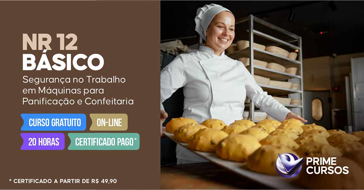 Curso de NR 12 B&aacute;sico - Seguran&ccedil;a no Trabalho em M&aacute;quinas para Panifica&ccedil;&atilde;o e Confeitaria