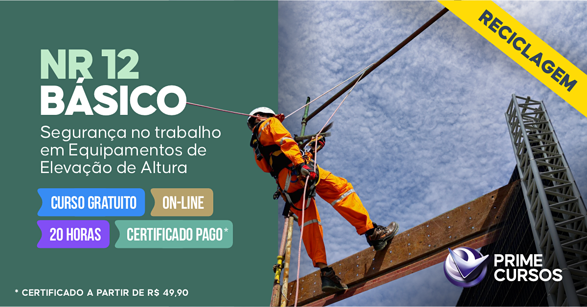 Curso de NR 12 B&aacute;sico - Seguran&ccedil;a no Trabalho em Equipamentos de Eleva&ccedil;&atilde;o de Altura