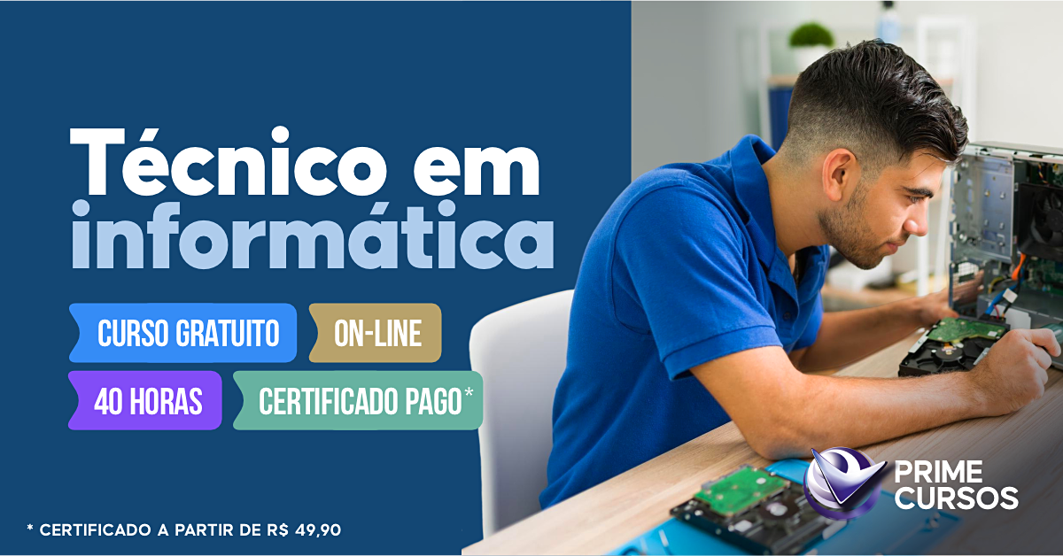 Curso de T&eacute;cnico em Inform&aacute;tica gr&aacute;tis